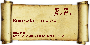 Reviczki Piroska névjegykártya
